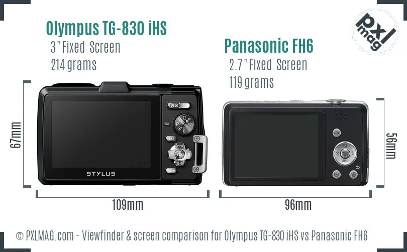 Olympus TG-830 iHS vs Panasonic FH6 Screen and Viewfinder comparison