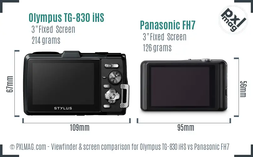 Olympus TG-830 iHS vs Panasonic FH7 Screen and Viewfinder comparison