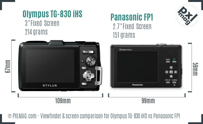 Olympus TG-830 iHS vs Panasonic FP1 Screen and Viewfinder comparison