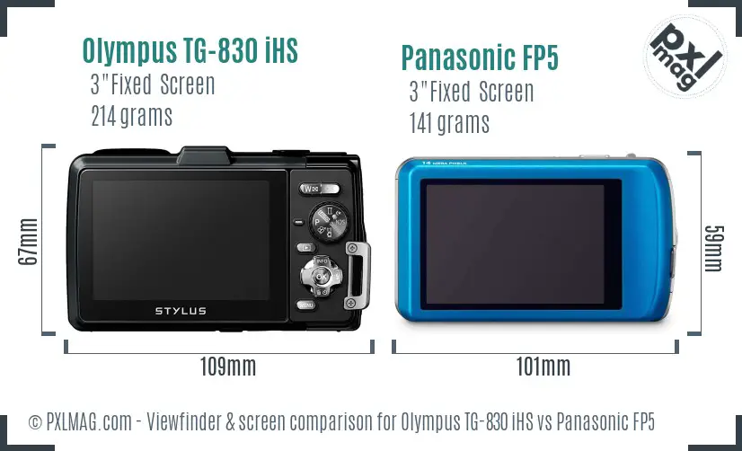 Olympus TG-830 iHS vs Panasonic FP5 Screen and Viewfinder comparison