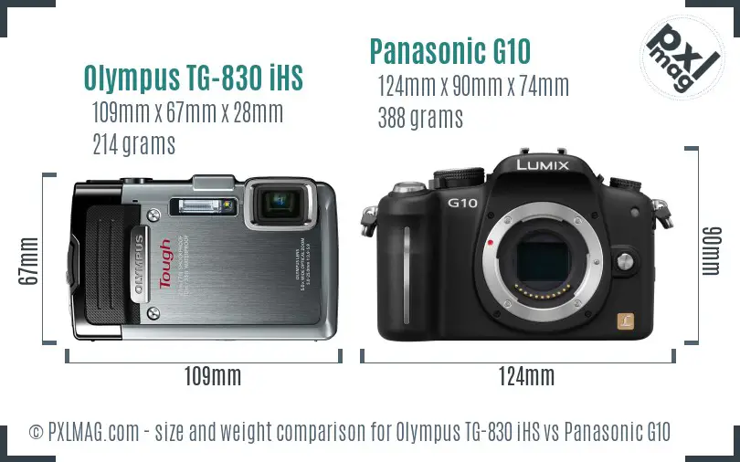 Olympus TG-830 iHS vs Panasonic G10 size comparison Olympus TG-830 iHS vs Panasonic G10 size comparison