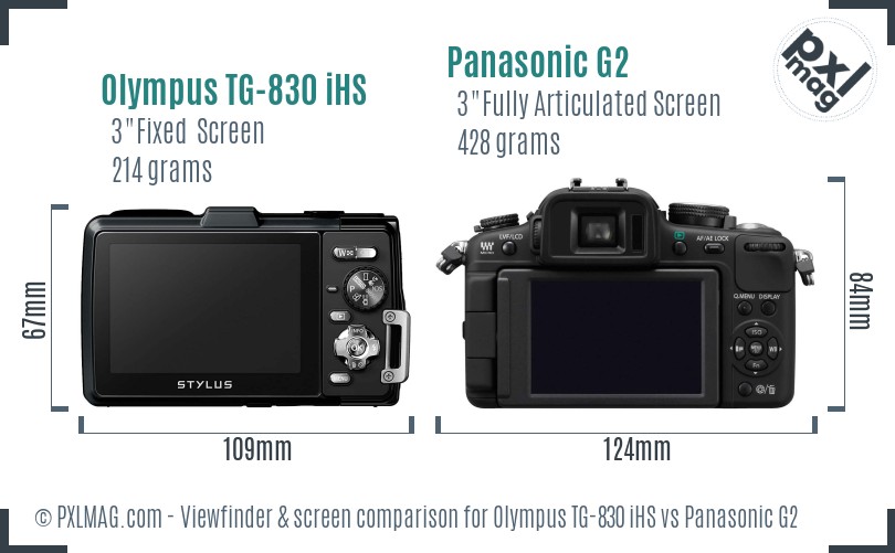 Olympus TG-830 iHS vs Panasonic G2 Screen and Viewfinder comparison