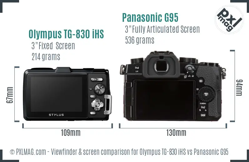 Olympus TG-830 iHS vs Panasonic G95 Screen and Viewfinder comparison Olympus TG-830 iHS vs Panasonic G95 Screen and Viewfinder comparison