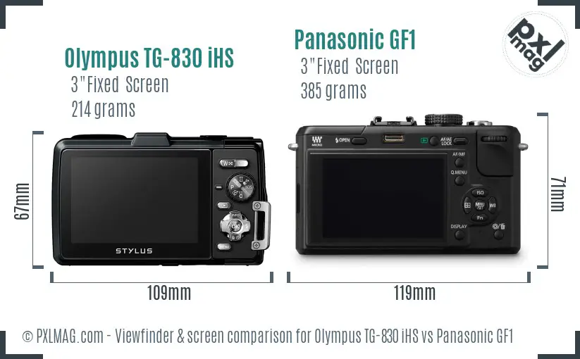 Olympus TG-830 iHS vs Panasonic GF1 Screen and Viewfinder comparison