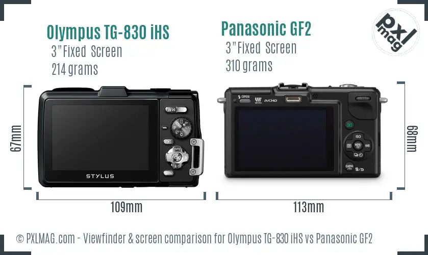 Olympus TG-830 iHS vs Panasonic GF2 Screen and Viewfinder comparison