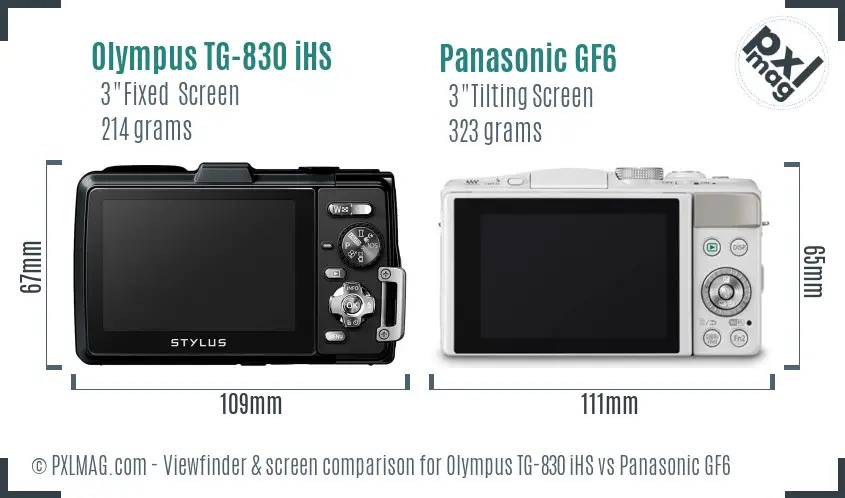 Olympus TG-830 iHS vs Panasonic GF6 Screen and Viewfinder comparison Olympus TG-830 iHS vs Panasonic GF6 Screen and Viewfinder comparison