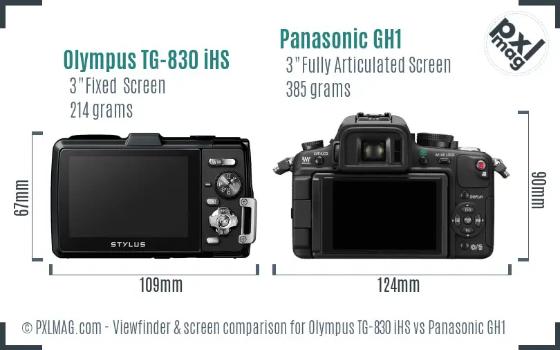 Olympus TG-830 iHS vs Panasonic GH1 Screen and Viewfinder comparison