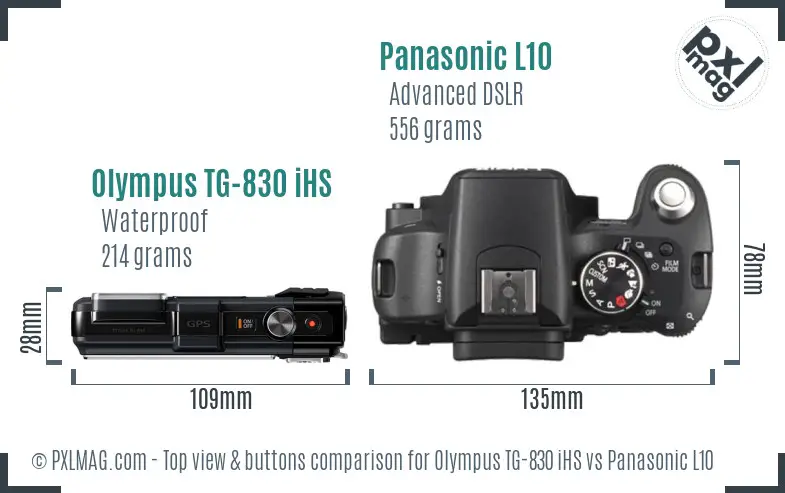 Olympus TG-830 iHS vs Panasonic L10 top view buttons comparison