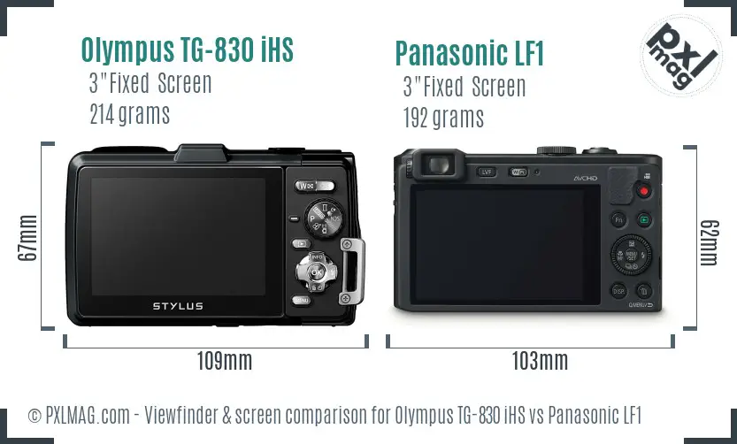 Olympus TG-830 iHS vs Panasonic LF1 Screen and Viewfinder comparison