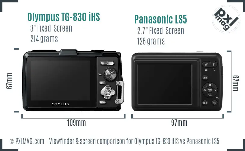 Olympus TG-830 iHS vs Panasonic LS5 Screen and Viewfinder comparison