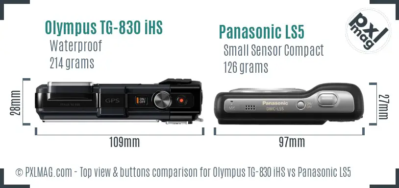 Olympus TG-830 iHS vs Panasonic LS5 top view buttons comparison