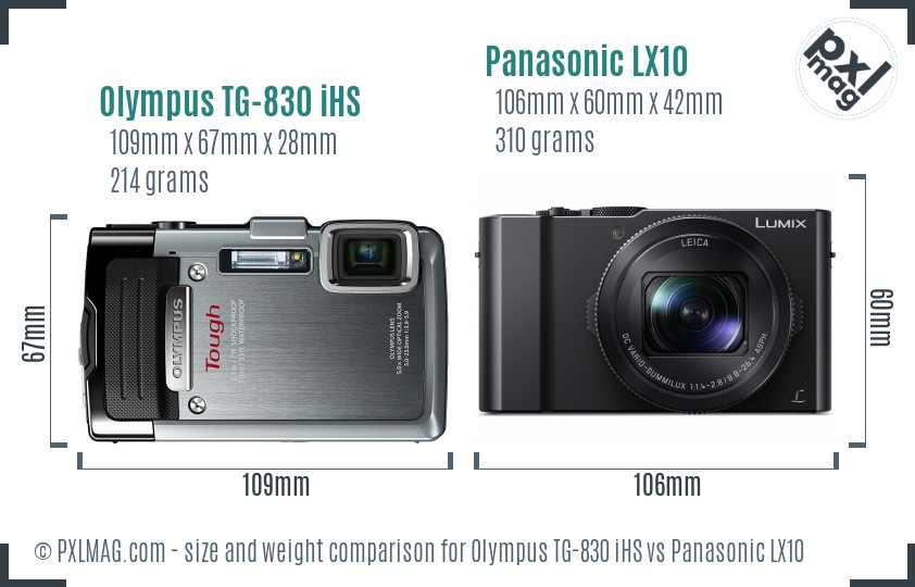 Olympus TG-830 iHS vs Panasonic LX10 size comparison Olympus TG-830 iHS vs Panasonic LX10 size comparison