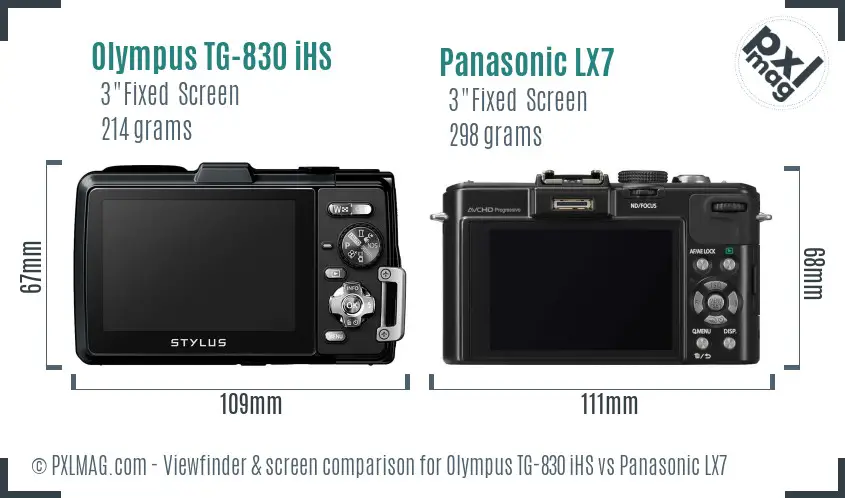 Olympus TG-830 iHS vs Panasonic LX7 Screen and Viewfinder comparison Olympus TG-830 iHS vs Panasonic LX7 Screen and Viewfinder comparison