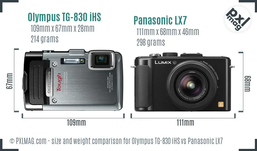 Olympus TG-830 iHS vs Panasonic LX7 size comparison Olympus TG-830 iHS vs Panasonic LX7 size comparison