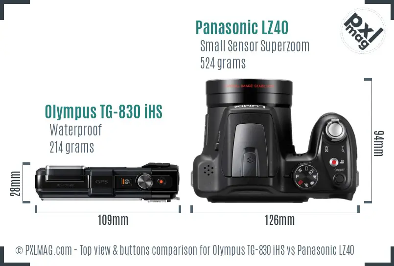 Olympus TG-830 iHS vs Panasonic LZ40 top view buttons comparison