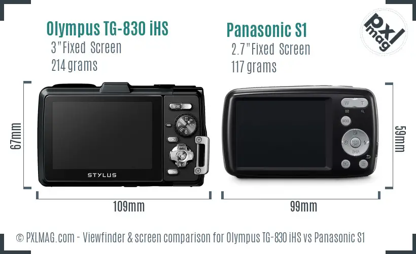 Olympus TG-830 iHS vs Panasonic S1 Screen and Viewfinder comparison