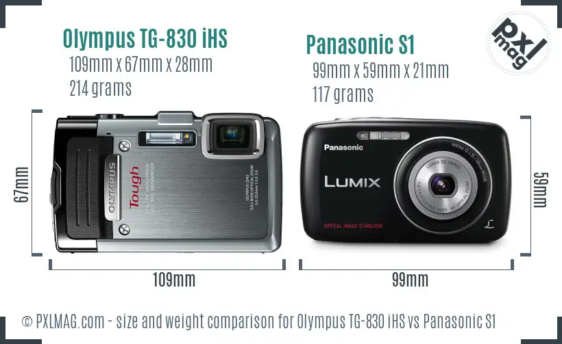 Olympus TG-830 iHS vs Panasonic S1 size comparison