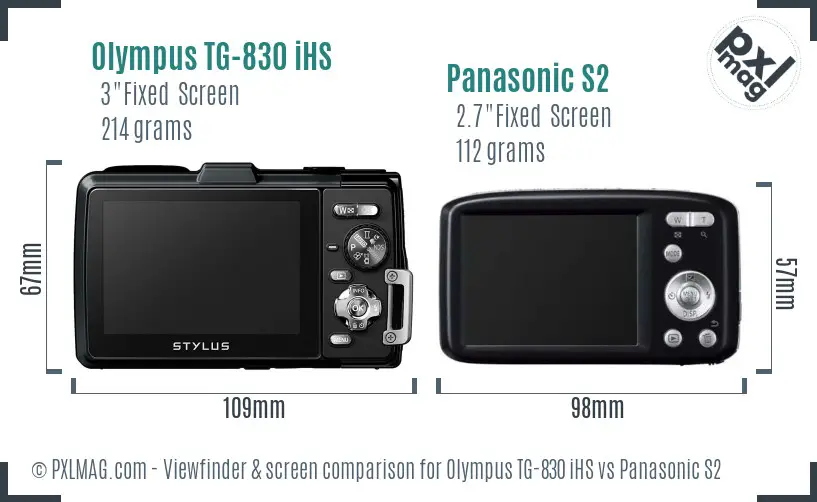 Olympus TG-830 iHS vs Panasonic S2 Screen and Viewfinder comparison