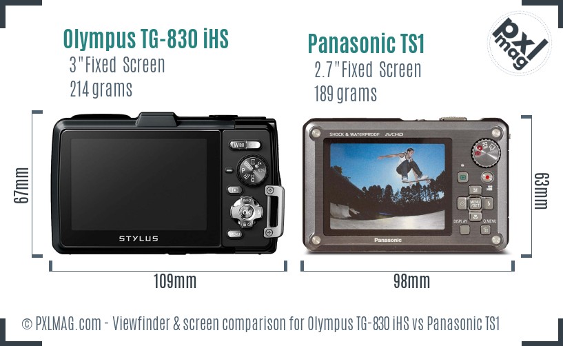 Olympus TG-830 iHS vs Panasonic TS1 Screen and Viewfinder comparison