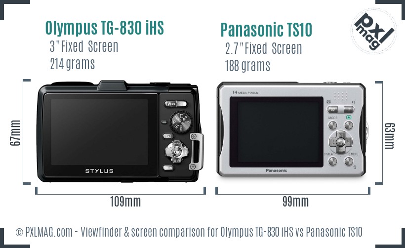 Olympus TG-830 iHS vs Panasonic TS10 Screen and Viewfinder comparison