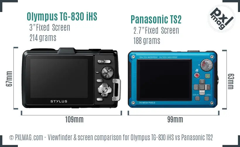 Olympus TG-830 iHS vs Panasonic TS2 Screen and Viewfinder comparison