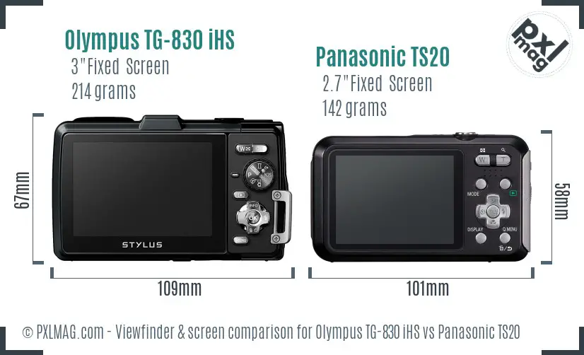 Olympus TG-830 iHS vs Panasonic TS20 Screen and Viewfinder comparison