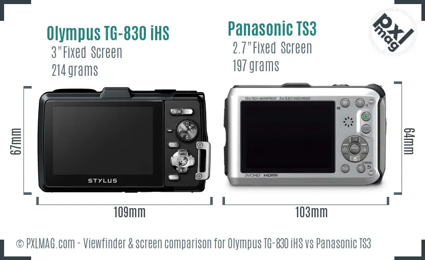 Olympus TG-830 iHS vs Panasonic TS3 Screen and Viewfinder comparison Olympus TG-830 iHS vs Panasonic TS3 Screen and Viewfinder comparison