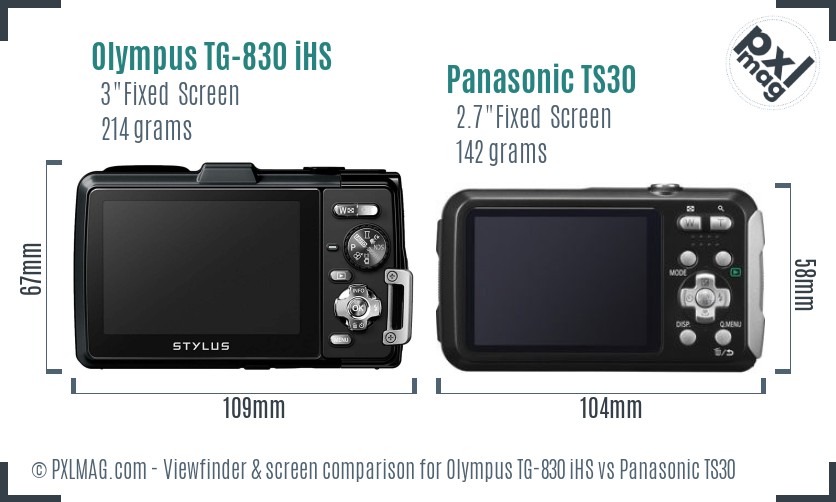 Olympus TG-830 iHS vs Panasonic TS30 Screen and Viewfinder comparison