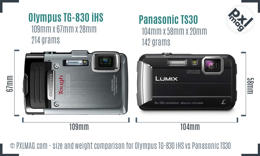 Olympus TG-830 iHS vs Panasonic TS30 size comparison Olympus TG-830 iHS vs Panasonic TS30 size comparison