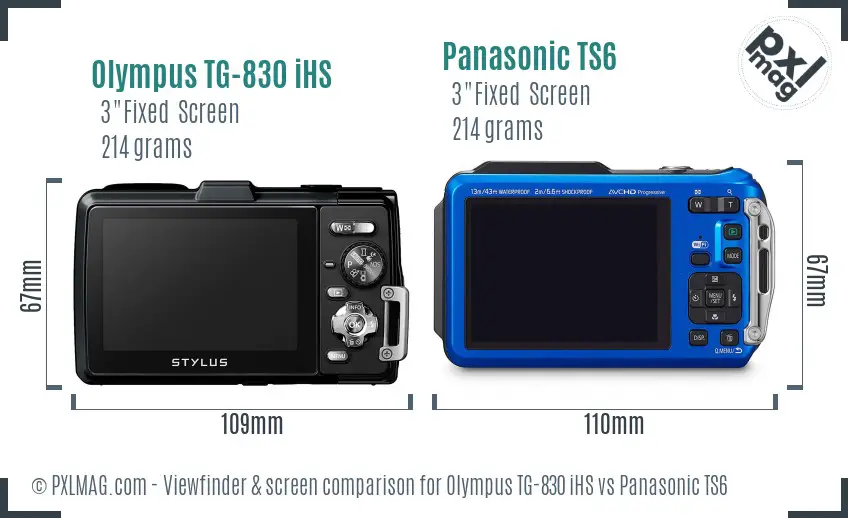 Olympus TG-830 iHS vs Panasonic TS6 Screen and Viewfinder comparison