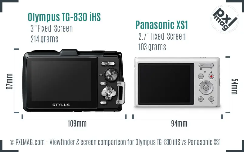 Olympus TG-830 iHS vs Panasonic XS1 Screen and Viewfinder comparison Olympus TG-830 iHS vs Panasonic XS1 Screen and Viewfinder comparison