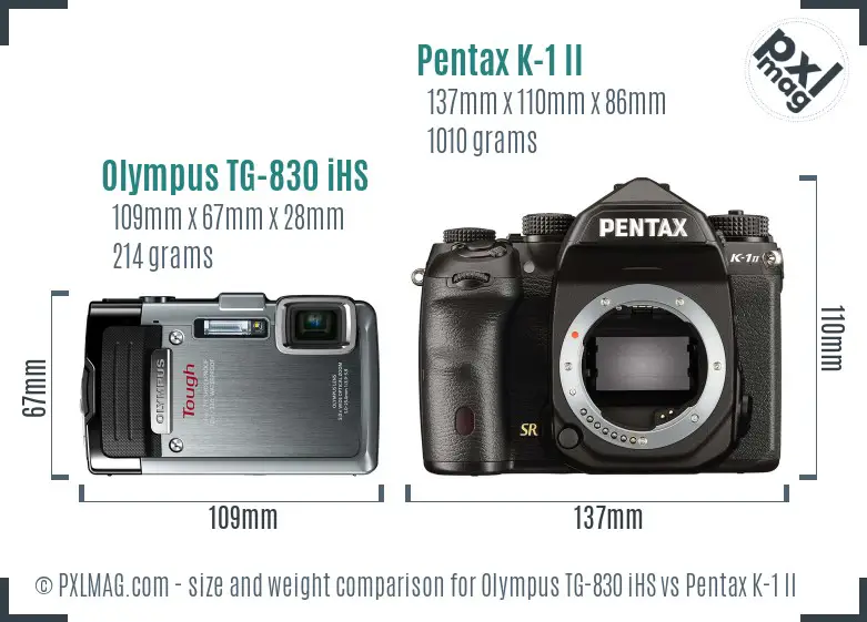 Olympus TG-830 iHS vs Pentax K-1 II size comparison