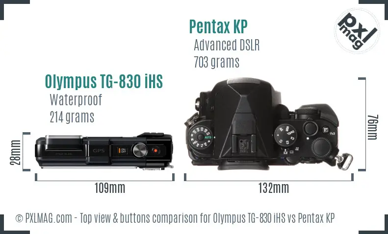 Olympus TG-830 iHS vs Pentax KP top view buttons comparison