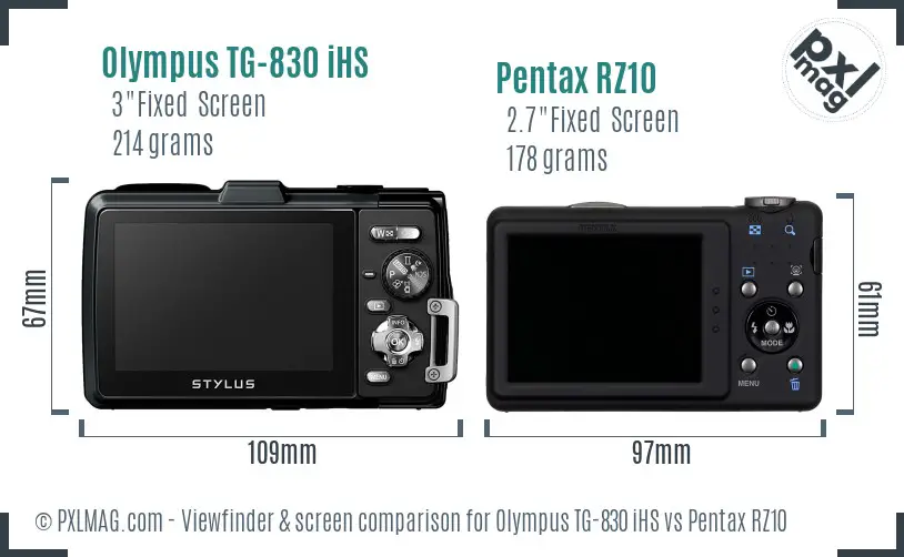 Olympus TG-830 iHS vs Pentax RZ10 Screen and Viewfinder comparison