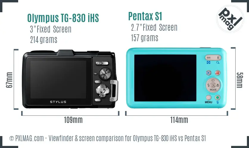 Olympus TG-830 iHS vs Pentax S1 Screen and Viewfinder comparison