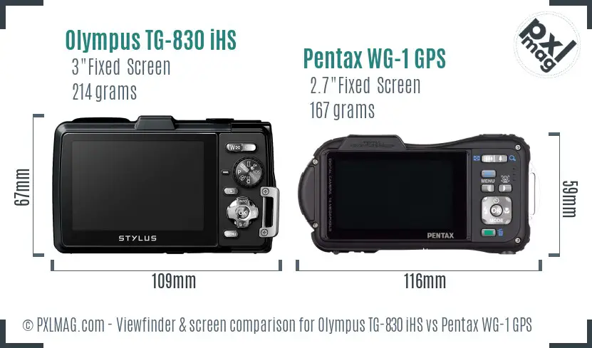 Olympus TG-830 iHS vs Pentax WG-1 GPS Screen and Viewfinder comparison