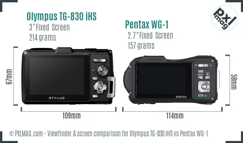 Olympus TG-830 iHS vs Pentax WG-1 Screen and Viewfinder comparison