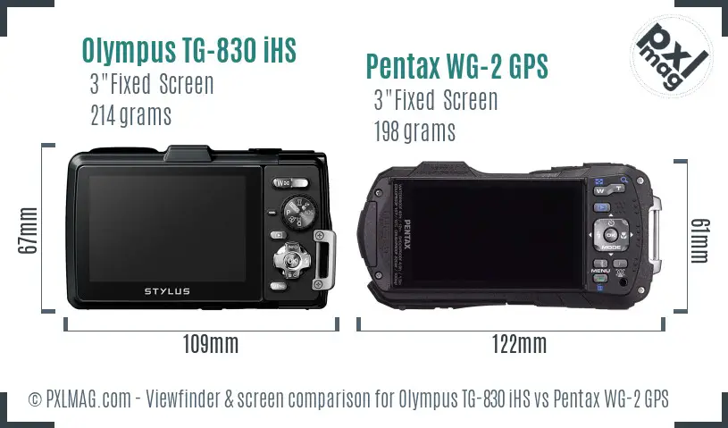 Olympus TG-830 iHS vs Pentax WG-2 GPS Screen and Viewfinder comparison