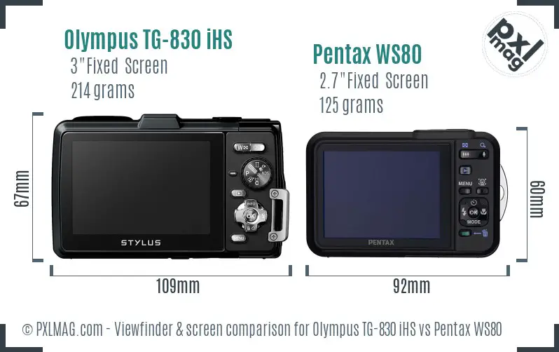 Olympus TG-830 iHS vs Pentax WS80 Screen and Viewfinder comparison