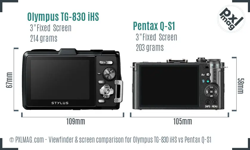 Olympus TG-830 iHS vs Pentax Q-S1 Screen and Viewfinder comparison