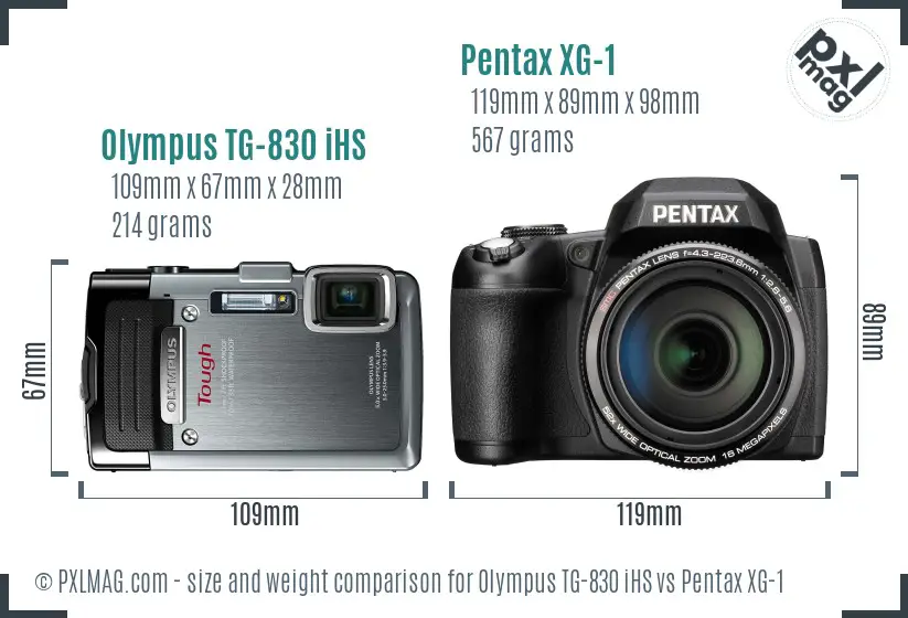 Olympus TG-830 iHS vs Pentax XG-1 size comparison