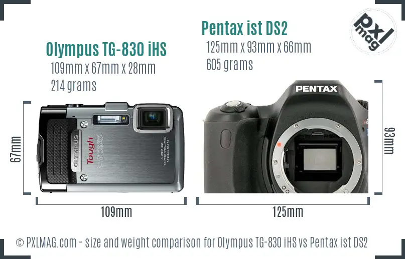 Olympus TG-830 iHS vs Pentax ist DS2 size comparison Olympus TG-830 iHS vs Pentax ist DS2 size comparison