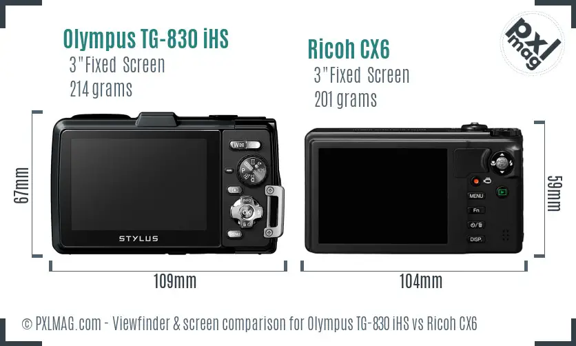 Olympus TG-830 iHS vs Ricoh CX6 Screen and Viewfinder comparison Olympus TG-830 iHS vs Ricoh CX6 Screen and Viewfinder comparison