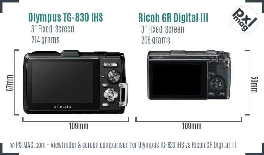 Olympus TG-830 iHS vs Ricoh GR Digital III Screen and Viewfinder comparison Olympus TG-830 iHS vs Ricoh GR Digital III Screen and Viewfinder comparison