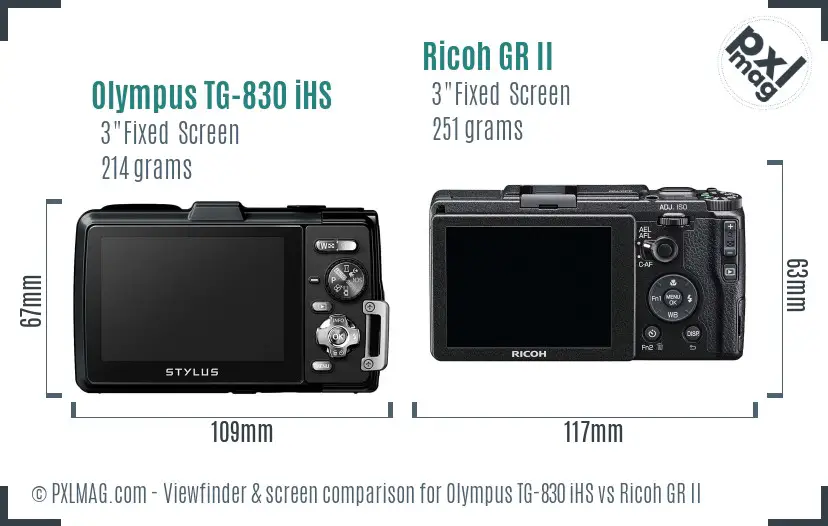 Olympus TG-830 iHS vs Ricoh GR II Screen and Viewfinder comparison Olympus TG-830 iHS vs Ricoh GR II Screen and Viewfinder comparison