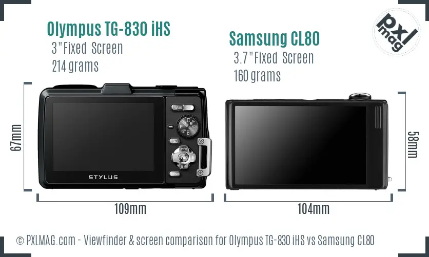 Olympus TG-830 iHS vs Samsung CL80 Screen and Viewfinder comparison