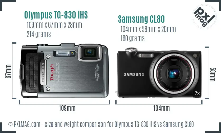 Olympus TG-830 iHS vs Samsung CL80 size comparison