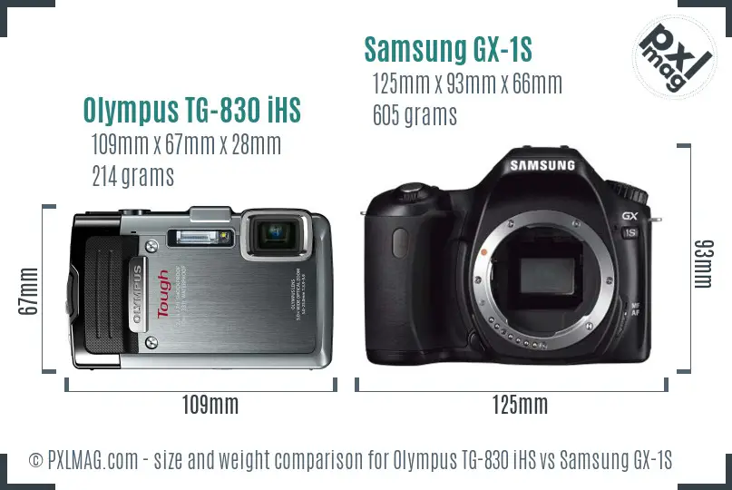 Olympus TG-830 iHS vs Samsung GX-1S size comparison