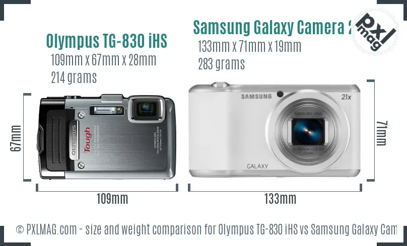 Olympus TG-830 iHS vs Samsung Galaxy Camera 2 size comparison