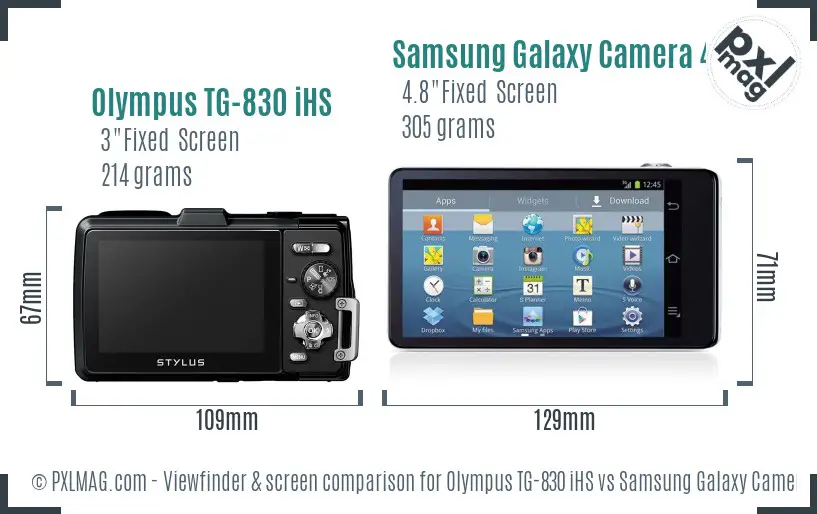 Olympus TG-830 iHS vs Samsung Galaxy Camera 4G Screen and Viewfinder comparison